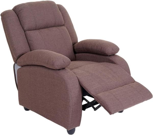 Fernsehsessel Lincoln, Relaxsessel Liege Sessel, Stoff/Textil ~ mahagony