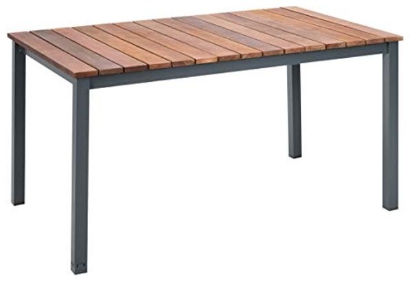 greemotion Tisch Mackay, Esstisch mit Niveauregulierung, Holztisch aus Eukalyptusholz, Gartentisch in Anthrazit/Braun, Maße: ca. 150 x 74 x 90 cm