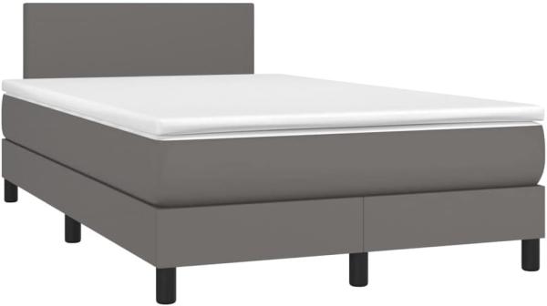 vidaXL Boxspringbett mit Matratze & LED Grau 120x200 cm Kunstleder 3134097