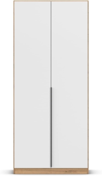 Rauch Möbel Alabama, Kleiderschrank, Garderobe, 2-türig, Zubehör Premium, 1 Kleiderstange, 2 Einlegeböden, Schubladeneinsatz, Farbe Weiß/Eiche Artisan, Holz, Griff Grau metallic, 91 x 210 x 54 cm Bild 8