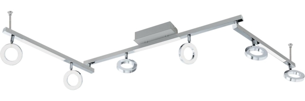 Eglo 96183 Spotleuchte CARDILLIO 1 Alu, Stahl Alu chrom, Kunststoff satiniert LED 6X3,2W;3X3,3W 3000K L:158. 5cm B:8. 5cm H:20cm