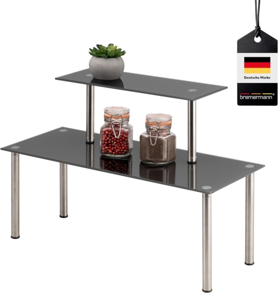 bremermann Küchenregal Glas-Regal, Küchenregal, mit Glasplatten und Edelstahlfüßen, grau