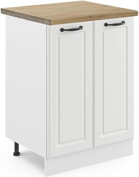 Vicco Küchenunterschrank R-Line, Weiß Landhaus/Weiß, 60 cm, AP Eiche