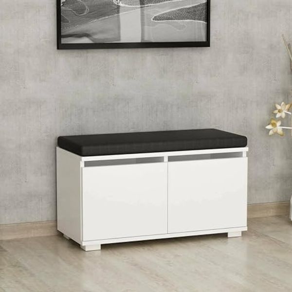 Dmora Schuhregal Brachium 80 x 35 x 42 cm Weiß, 8 Paar, 4 Fächer