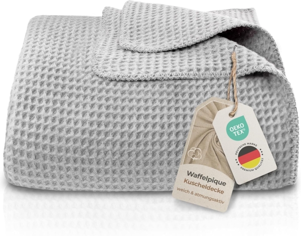 Wohndecke Wohndecke Waffelpique aus Baumwolle - Kuscheldecke, Baumwolldecke -, Laynenburg, Decke als Sofa-decke, Couchdecke, Wolldecke aus Baumwollmix