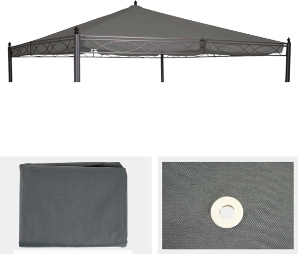 Ersatzbezug für Dach Pergola Pavillon Cadiz 4x4m ~ grau