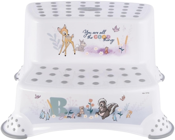 Keeeper Tritthocker zweistufig mit anti-rutsch-funktion bambi nordic white