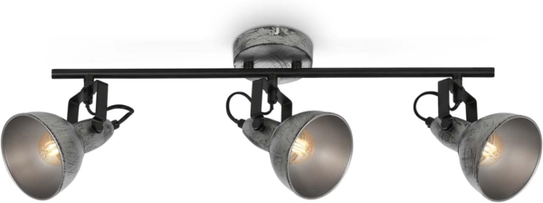 BRILONER - Deckenlampe Vintage schwenkbar, E14 Fassung, max. 40 Watt, Deckenleuchte, Lampe, Wohnzimmerlampe, Schlafzimmerlampe, Küchenlampe, Deckenstrahler, 55,5 x 10 x 18 cm, Antik-Silber