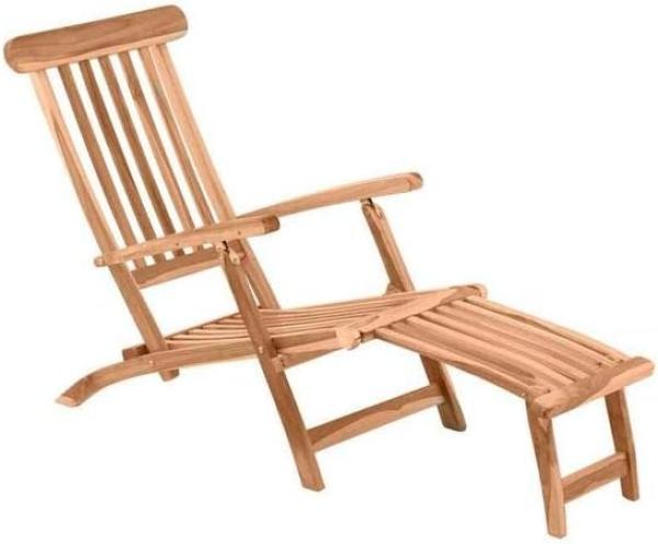 Deckchair Liegestuhl mit Fußstütze Teak