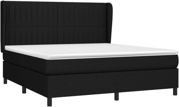 vidaXL Boxspringbett mit Matratze Schwarz 180x200 cm Stoff 3128143