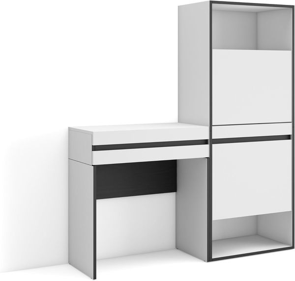Skraut Home | Konsolentisch, Flurtisch | Beistelltisch für Eingang | 130 x 145 x 35 cm | mit Schublade | Schuhschrank | Moderner Stil | Weiß