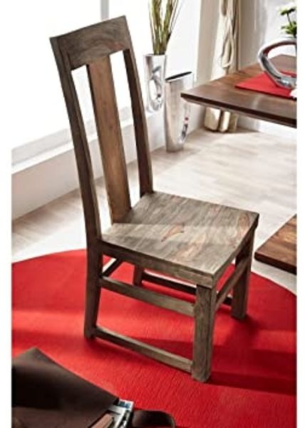 Stuhl Sheesham 45x47x110 grau geölt NATURE GREY #122, 2er Set