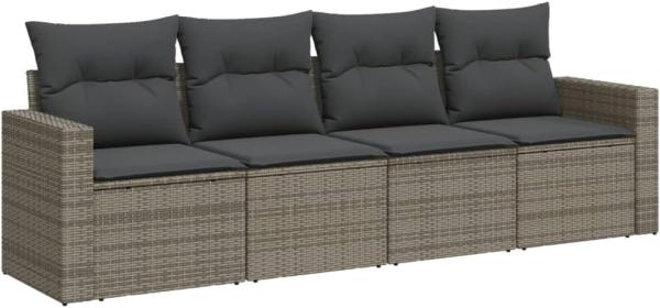 vidaXL 4-tlg. Garten-Sofagarnitur mit Kissen Grau Poly Rattan 3218670 Bild 1