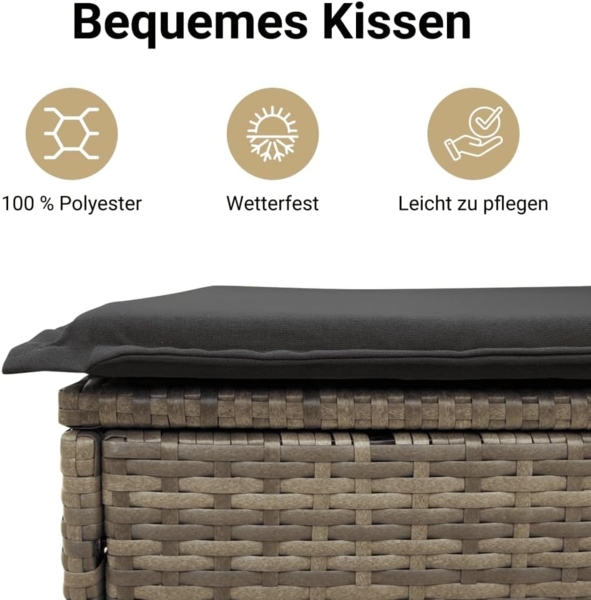 vidaXL 4-tlg. Garten-Sofagarnitur mit Kissen Grau Poly Rattan 3218670 Bild 5