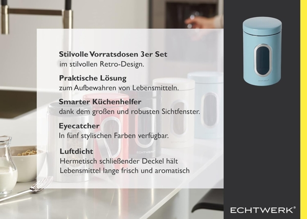 Echtwerk stilvolle Vorratsdosen Single-Hellblau, 1er pack, 17.5 Bild 6