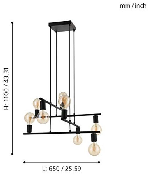 Eglo 98909 Hängeleuchte MEZZANA E27 8X40W Stahl schwarz L:65cm B:65cm H:110cm dimmbar Bild 4