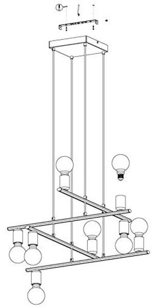 Eglo 98909 Hängeleuchte MEZZANA E27 8X40W Stahl schwarz L:65cm B:65cm H:110cm dimmbar Bild 5