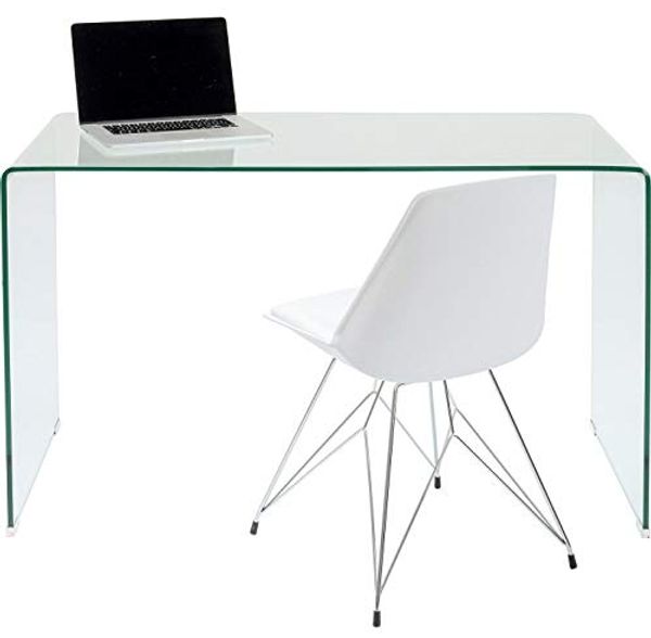 Kare Design Schreibtisch Clear Club, Transparent, Modern, Elegant, Platzsparend, Wohnzimmer, Büro, Home-Office, ESG-Glas, 78 x 125 x 60 cm (H/B/T)