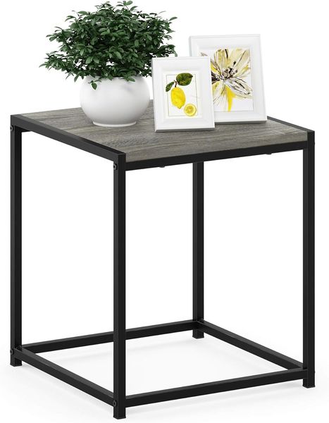 Furinno Camnus Beistelltisch mit 1 Ablagefläche, Holz, Französische Eiche/Grau, 40 x 40 x 45.29 cm