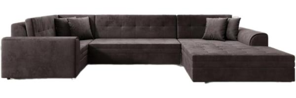 Designer Sofa Velio mit Schlaffunktion Samt Dunkelbraun Rechts