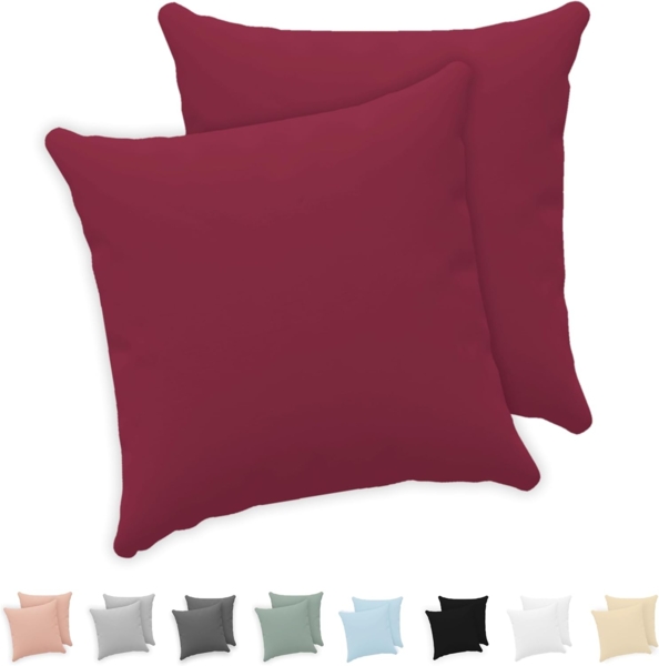 Twinzen® Kissenbezug 30x30 (2er-Set) - 100% Jersey Baumwolle 150 GSM Kissenbezüge - Burgunderrot - Für Kissenbezüge 30x30 cm - Kissenhülle - Kissenbezug mit Reißverschluss - Oeko-Tex Zertifiziert