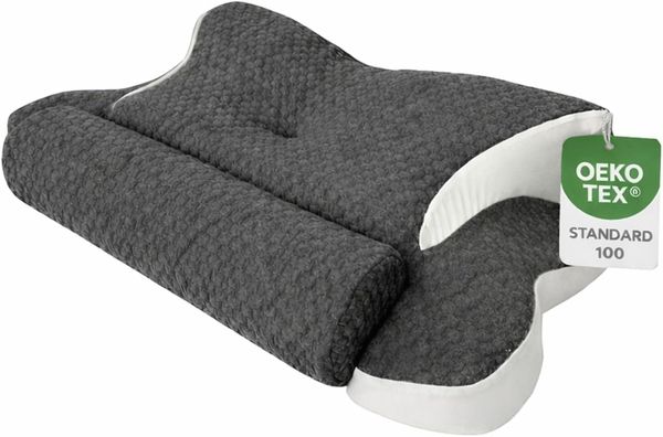 EXKLUSIV HEIMTEXTIL Ergonomisches Nackenstützkissen für Rücken, Seiten & Bauchschläfer - Memory Foam - hautfreundlicher Bambus Bezug - OEKO TEX® zertifiziert - 2in1 Funktion