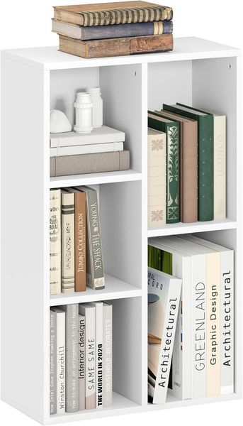 HOMCOM Bücherregal modernes Standregal mit 5 offenen Ablagefächern, freistehendes Ausstellungsregal 1-tlg, 50 x 24 x 80 cm, Weiß