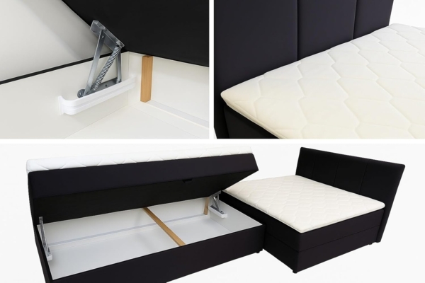 A&J MöbelLand GmbH Boxspringbett REF mit Bettkasten, Topper und gepolstertem Kopfteil. (Boxspringbett mit Bettkasten und gepolstertem Kopfteil. Inclusive Topper !, TOP ANGEBOT), Länge 208cm Höhe 106 cm Bild 4