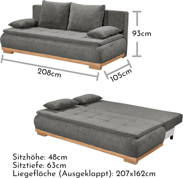 Schlafsofa MILA LUX. 3DL, Stone Bild 3