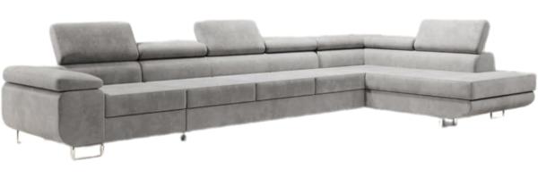 Designer Sofa Maxi mit Schlaf und Klappfunktion Hellgrau Rechts