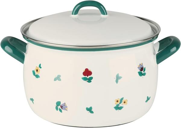 Riess Fleischtopf mit Deckel Ø18cm 2,5Liter Country Gmundner Streublumen