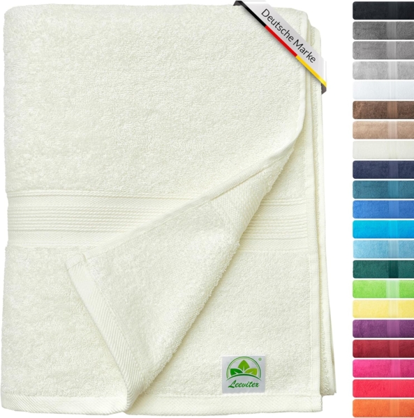 leevitex® Saunatuch Frottee XXL, (1-St), 80 x 200 cm, extra groß & saugfähig, Creme/Naturweiß