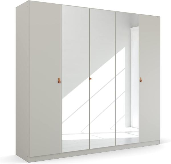 Rauch Möbel Homey by Quadra Spin Schrank Drehtürenschrank, Grau, 5-trg. mit Spiegel, inkl. 3 Kleiderstangen, 3 Einlegeböden, BxHxT 226x210x54 cm