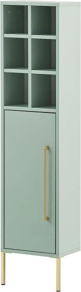 Schildmeyer Highboard Gloria 146645, Holzwerkstoff, Mint/Gold, 130,6 x 30,4 x 21,8 cm