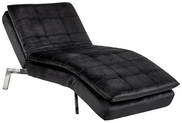 Chaiselongue Samtstoff schwarz verstellbar LOIRET