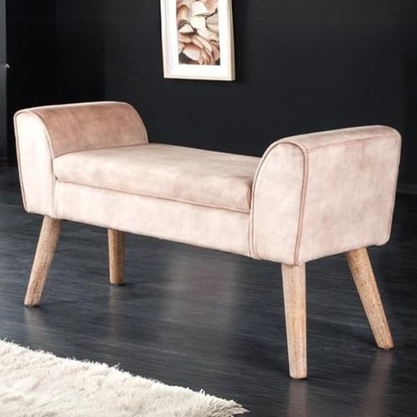 LebensWohnArt Sitzbank Elegante Sitzbank CAROLIN 90cm beige Samt