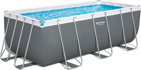 Power Steel™ Frame Pool Set mit Sandfilteranlage 412 x 201 x 122 cm, grau, eckig