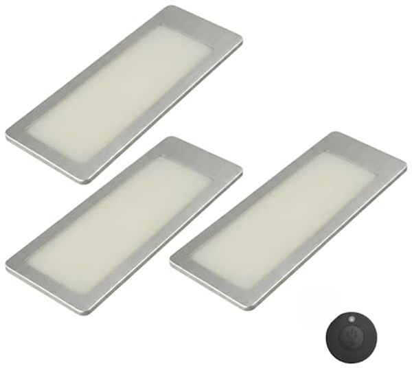 kalb LED Unterbauleuchte TooFlatXL Unterbauleuchten 1-4Set Funkschalter 12V Plug&Play Edelstahl, 3er Set neutralweiß, LED, Neutralweiß