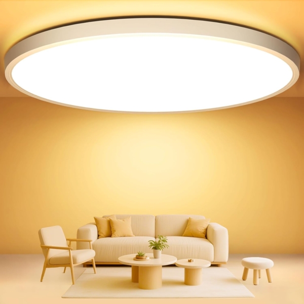 Deckenlampe LED Deckenleuchte Flach Rund, Ø40CM 36W 4000LM Lampe Decke Warmweiß 3000K Modern IP44 Badlampe Badezimmerlampe für Wohnzimmer Schlafzimmer Kinderzimmer Balkon Flur Keller Küche UltraDünn