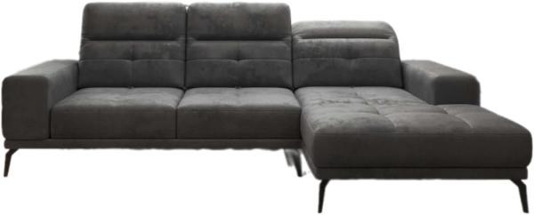 Designer Sofa Terina inkl. Beistellhocker Samt Anthrazit Rechts