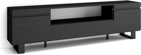 Skraut Home | TV-Schrank, Lowboard | für Wohnzimmer und Esszimmer | 200 x 57 x 35 cm | Für TV-Geräte bis zu 80" | Industriedesign | Moderner Stil | Schwarz