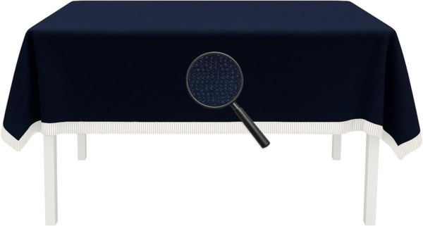 Gartentischdecke mit Fransen 130x180 cm eckig blau