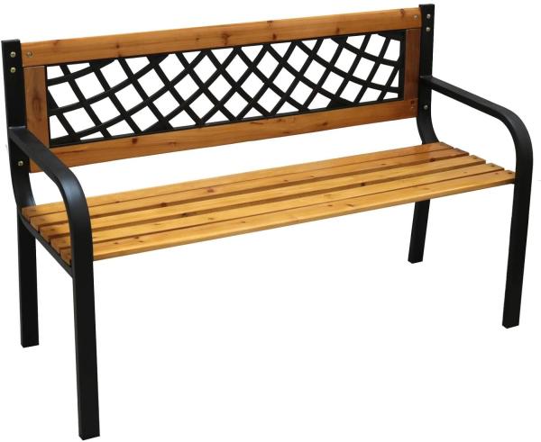 Parkbank Tannenholz Gartenbank Sitzbank Holz Metall Terrasse Balkon 118x74cm