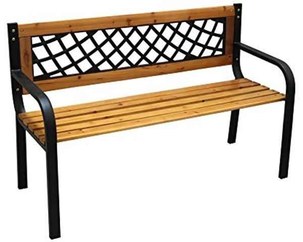 Parkbank Tannenholz Gartenbank Sitzbank Holz Metall Terrasse Balkon 118x74cm