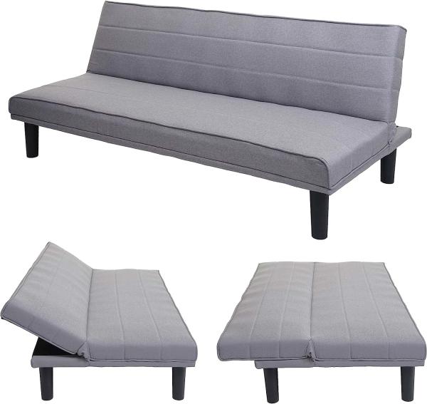 Schlafsofa HWC-J17, Couch Klappsofa Gästebett Bettsofa, Schlaffunktion Stoff/Textil 165cm ~ grau