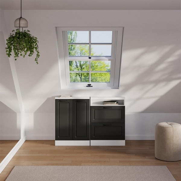 Dachschrägenschrank Rion Anthrazit Landhaus/Weiß mit 2 Schubladen Vicco Bild 8