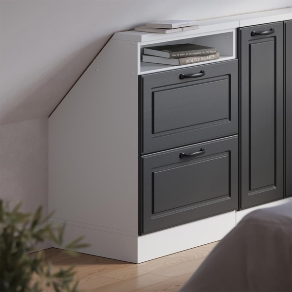 Dachschrägenschrank Rion Anthrazit Landhaus/Weiß mit 2 Schubladen Vicco Bild 7