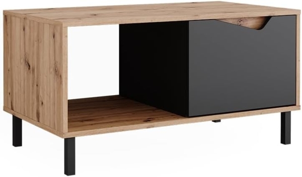 Couchtisch Marelle Anthrazit/Artisan 90 x 50 cm mit 1 Tür Vicco