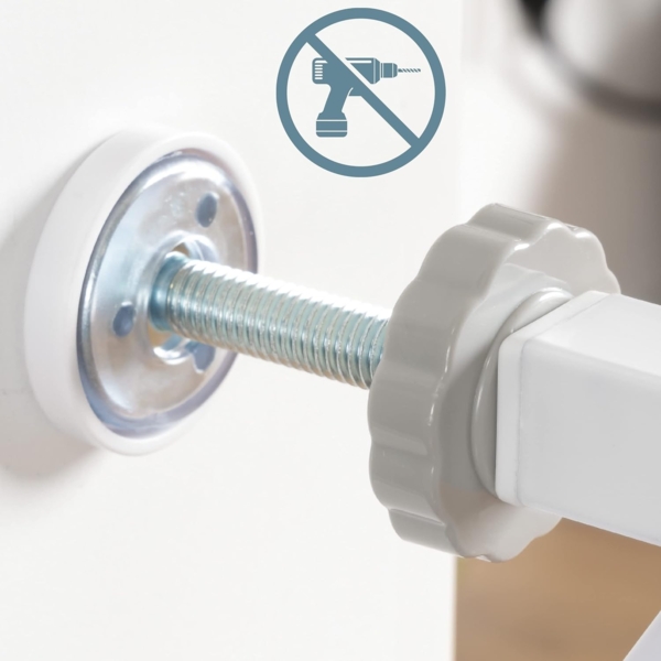 ib style Berrin XXL Treppengitter inkl. 20 cm Verlängerung, Wandschutzkappen und Bodenplatte | Ohne Bohren | 105-115 cm Bild 3