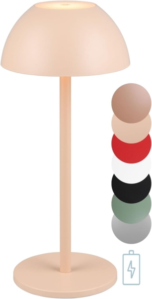 lightling LED Tischleuchte Robert, Touchfunktion, LED fest integriert, Warmweiß, 4 fach Touch, Akkubetrieb, USB-C, Outdoor geeignet, sandfarben